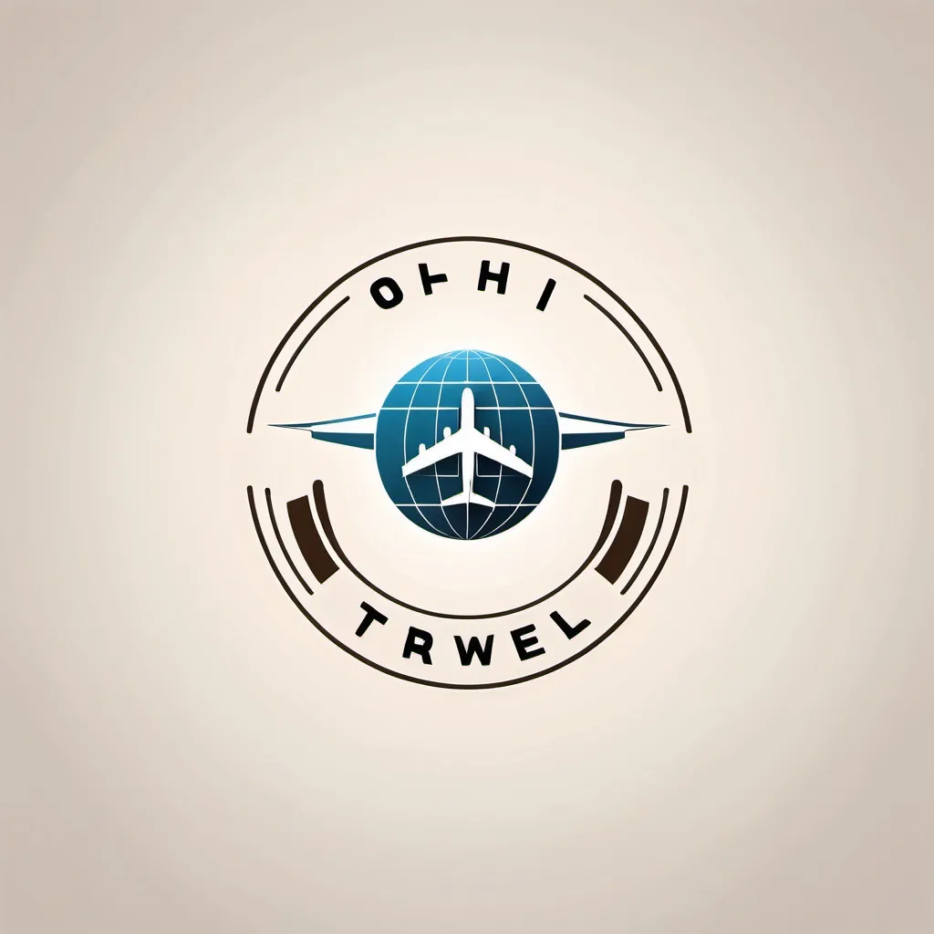 Prompt: Here’s a prompt you can use to create a logo for your travel agency, "Ohi Travels":

"Design a modern, sleek logo for a travel agency called 'Ohi Travels.' The logo should convey a sense of adventure, exploration, and comfort. Incorporate elements such as a globe, an airplane, or a suitcase to represent travel. Use a clean and simple color palette with blues and greens to evoke feelings of trust and nature. The font should be bold but elegant, easy to read, and professional. The overall design should feel welcoming and inspire wanderlust."