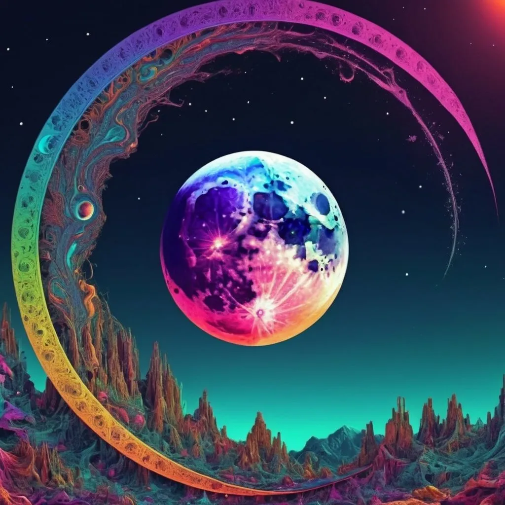 Prompt: A beautiful HD psychedelic moon