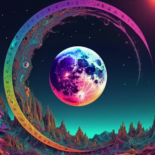 Prompt: A beautiful HD psychedelic moon