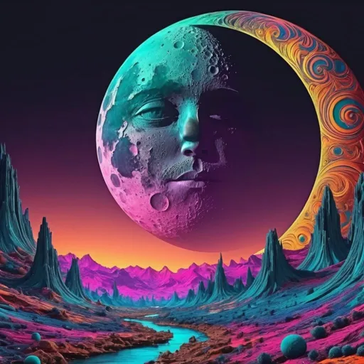 Prompt: A beautiful HD psychedelic moon