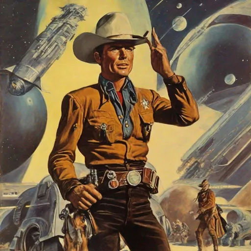 Prompt: Roy Schnieder starship cowboy captain, glorious interstellar mission gargantua, pulp sci-fi aesthetic, taschen, TIFF