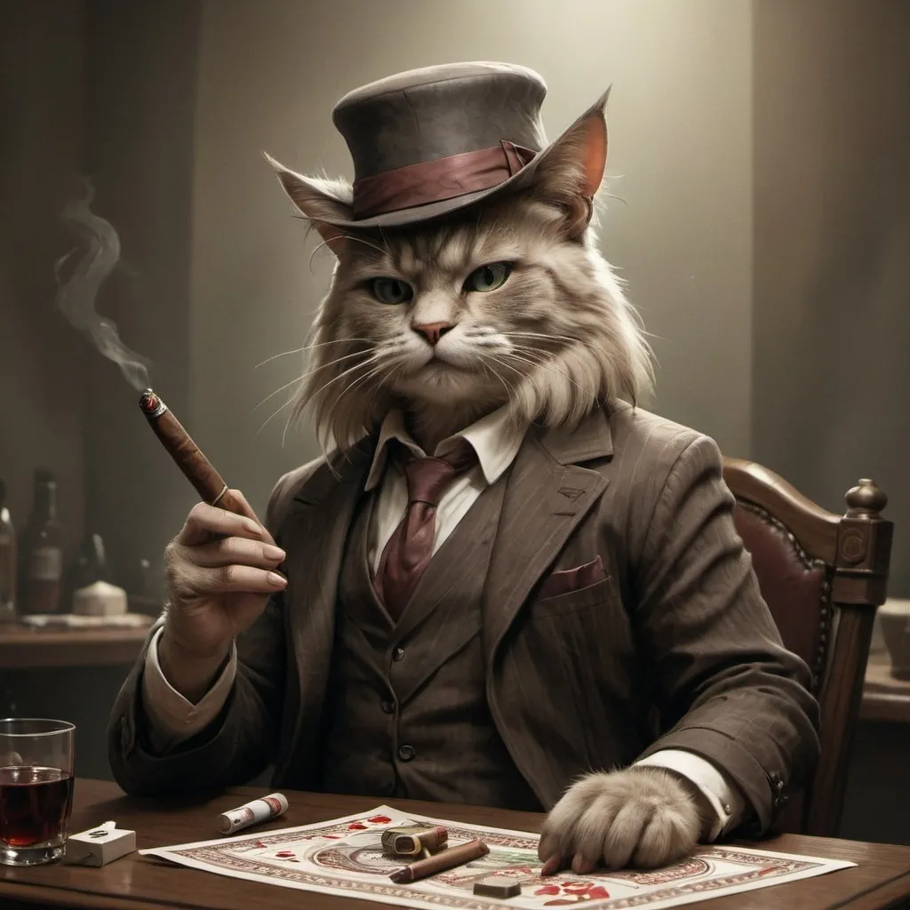 Prompt:  a gangster ragdoll cat   smoking a  havana big cigar and gaming

