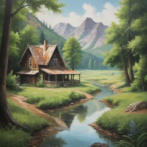 Prompt: A painting of a place of nature in the real world