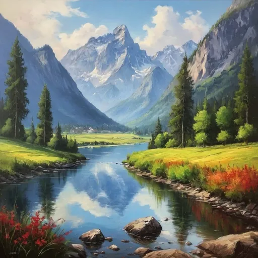 Prompt: Paiting of a beautiful landscape in the world.
