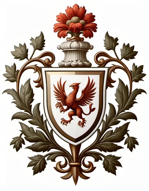 Prompt: family crest of a floral emblem, high quality, white background, classic style, flat, 2d.  The chrest belongs to ; Thomas J Lardner Family 