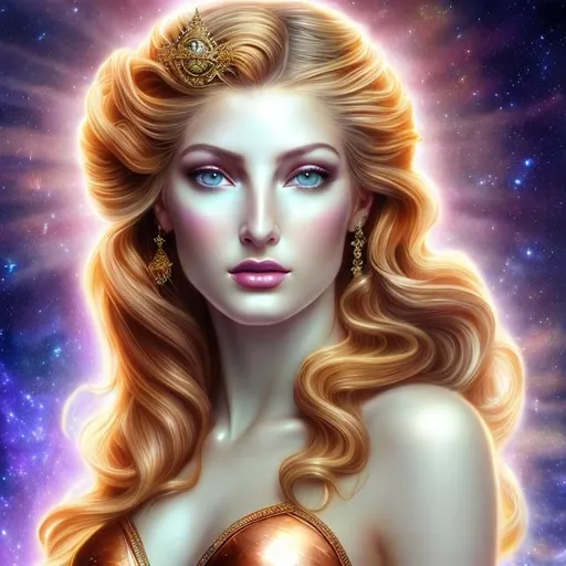 Prompt: HD 4k 3D, hyper realistic, professional modeling, ethereal Greek goddess of day, purple and copper half up hair, fair skin, gorgeous face, shining jewelry and tiara, full body, ambient glow of day, alluring sun goddess of noon, bright sunlight in the sky, vibrant power, detailed, elegant, ethereal, mythical, Greek, goddess, surreal lighting, majestic, goddesslike aura