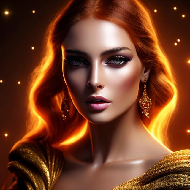 Prompt: HD 4k 3D 8k professional modeling photo hyper realistic beautiful woman ethereal greek goddess severer of life
red hair dark eyes gorgeous face brown skin elegant greek dress and jewelry cutting golden thread of life full body surrounded by ambient glow hd landscape background dark cosmos surrounded by snakes and moths
