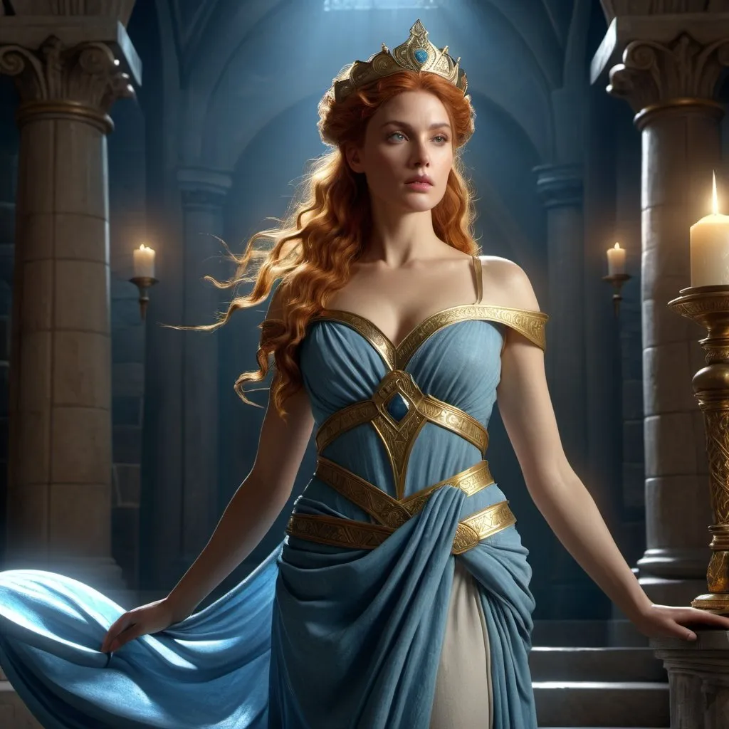 Prompt: HD 4k 3D, hyper realistic, professional modeling, enchanted Medieval Scottish goddess mythology Princess, beautiful, magical, detailed, highly realistic woman, high fantasy Scottish background, elegant, ethereal, mythical, Greek goddess, surreal lighting, majestic, goddesslike aura, Annie Leibovitz style 