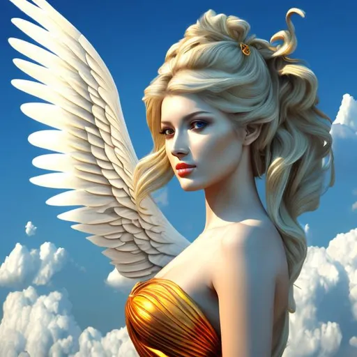 Prompt: HD 4k 3D 8k professional modeling photo hyper realistic beautiful  women ethereal greek goddesses of the wind
different colored hair gorgeous face flowing gowns in the wind jewelry tiaras angel wings full body surrounded by ambient glow hd landscape beautiful winged goddesses on clouds

