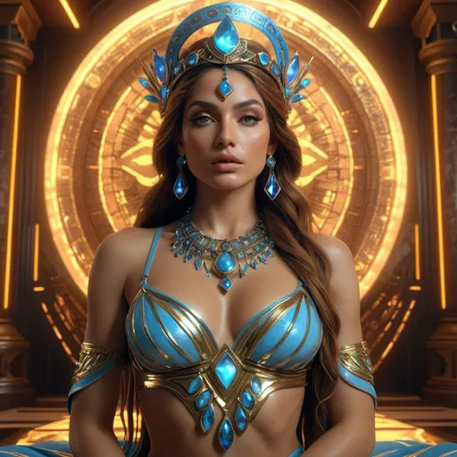 Prompt: HD 4k 3D, hyper realistic, professional modeling, enchanted Techno loving Cree Princess - Tigerlily, beautiful, magical, detailed, highly realistic woman, high fantasy background, techno trippy music lover style, elegant, ethereal, mythical, Greek goddess, surreal lighting, majestic, goddesslike aura, Annie Leibovitz style 