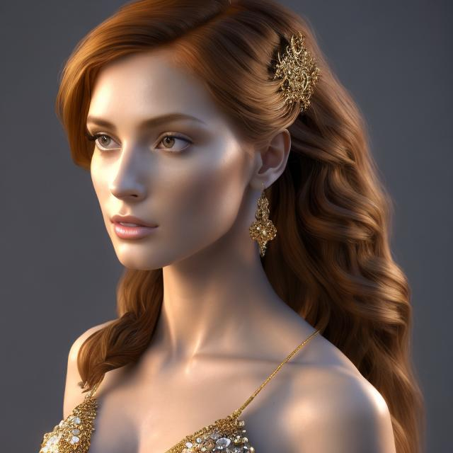 Prompt: HD 4k 3D, hyper realistic, professional modeling, ethereal  Greek goddess of oak,auburn hair, pale skin, gorgeous face, gorgeous tree dress, tree jewelry and oak handband, full body, ambient glow, oak tree nymph, landscape, detailed, elegant, ethereal, mythical, Greek, goddess, surreal lighting, majestic, goddesslike aura