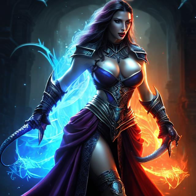 Prompt: HD 4k 3D 8k professional modeling photo hyper realistic beautiful woman ethereal greek fury avenger of homicide
dark blue snakes for hair dark eyes pale brown skin gorgeous face fierce greek warrior bloody wet red robe blue serpent around her waist gothic jewelry large bat wings surrounded by ambient glow hd landscape dark spooky underworld river
