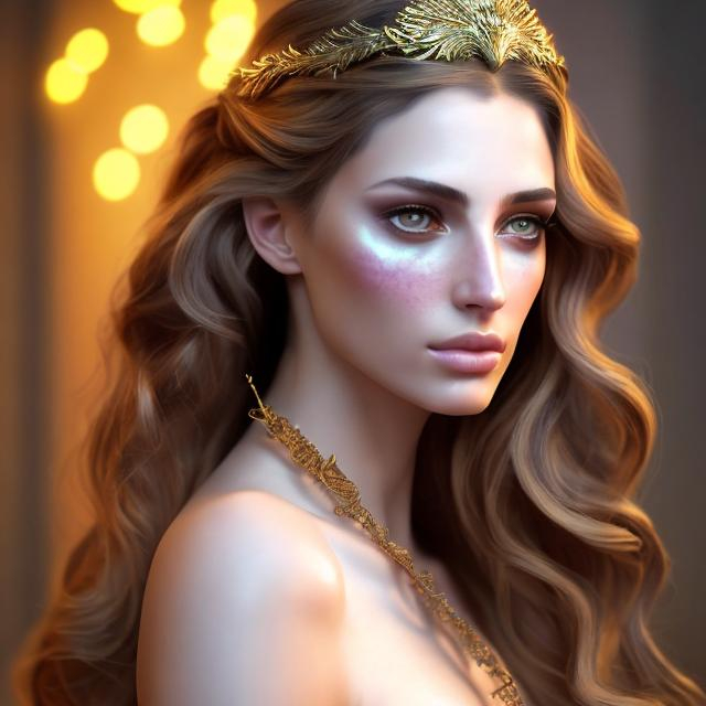 Prompt: HD 4k 3D, hyper realistic, professional modeling, ethereal Greek goddess of distance, gold ombre hair, pale freckled skin, gorgeous face, gorgeous archer armor,  rustic jewelry and headband, full body, ambient glow, archery maiden, nymph, landscape, detailed, elegant, ethereal, mythical, Greek, goddess, surreal lighting, majestic, goddesslike aura