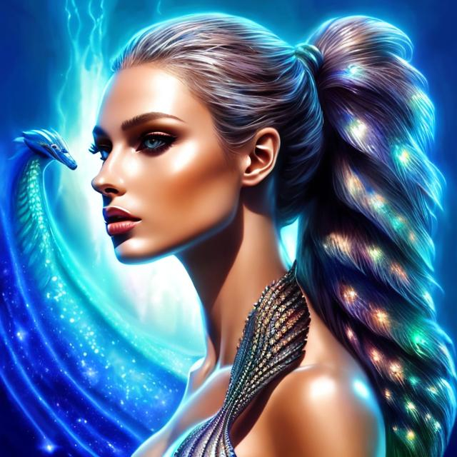 Prompt: HD 4k 3D 8k professional modeling photo hyper realistic beautiful woman ethereal greek goddess Australian aboriginal mermaid
silver ponytail hair dark freckled skin gorgeous face jewelry tiara colored mermaid tail full body surrounded by ambient glow hd landscape great barrier reef

