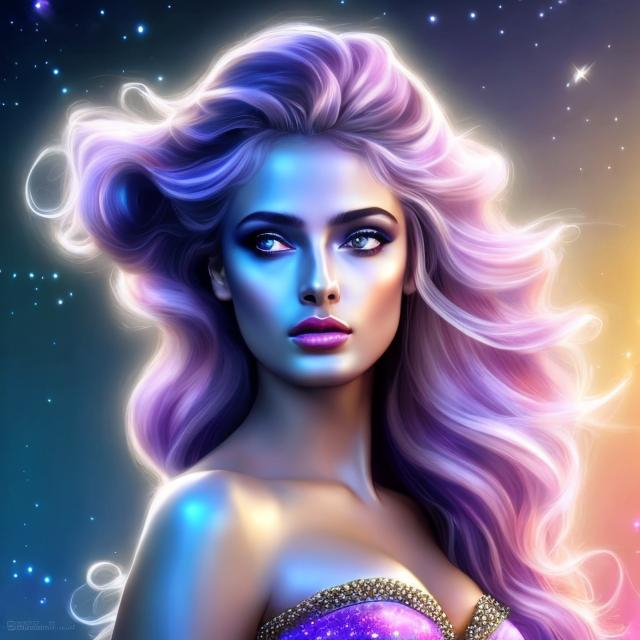 Prompt: HD 4k 3D, hyper realistic, professional modeling, ethereal Greek goddess of twilight, blue ombre hair, black skin, light purple and pink dress, gorgeous face, sparkling jewelry and diadem, full body, ambient glow of twilight, alluring sun goddess at morning light, music playing, detailed, elegant, ethereal, mythical, Greek, goddess, surreal lighting, majestic, goddesslike aura