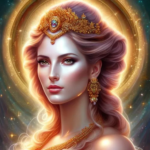 Prompt: HD 4k 3D, hyper realistic, professional modeling, ethereal Greek goddess of day, purple and copper half up hair, fair skin, gorgeous face, shining jewelry and tiara, full body, ambient glow of day, alluring sun goddess of noon, bright sunlight in the sky, vibrant power, detailed, elegant, ethereal, mythical, Greek, goddess, surreal lighting, majestic, goddesslike aura