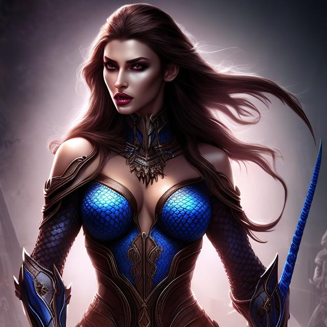 Prompt: HD 4k 3D 8k professional modeling photo hyper realistic beautiful woman ethereal greek fury avenger of homicide
dark blue snakes for hair dark eyes pale brown skin gorgeous face fierce greek warrior bloody wet red robe blue serpent around her waist gothic jewelry large bat wings surrounded by ambient glow hd landscape dark spooky underworld river

