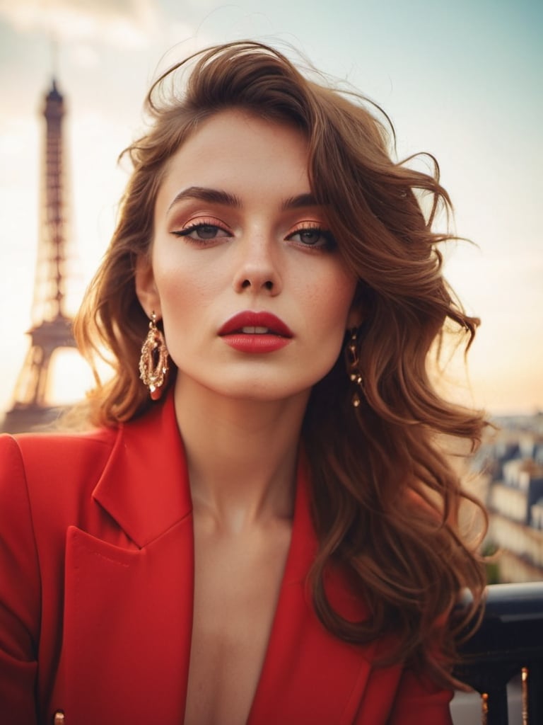 Prompt: Glamour photography of woman in paris in the style of Guy Aroch