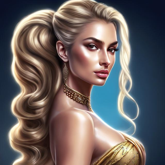 Prompt: HD 4k 3D, hyper realistic, professional modeling, ethereal Greek goddess of hygiene, blonde ponytail hair, brown skin, flowing silk gown, gorgeous face, gemstone jewelry and headband, full body, ambient glow, clean enchantress, carrying large python and potion, detailed, elegant, ethereal, mythical, Greek, goddess, surreal lighting, majestic, goddesslike aura