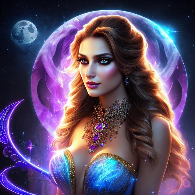 Prompt: HD 4k 3D 8k professional modeling photo hyper realistic beautiful sorceress woman ethereal greek goddess of magic
chestnut brown hair light eyes black skin gorgeous face mystical dress magical jewelry diadem on head surrounded by magic ambient glow hd landscape dark night sitting on throne under the moon dogs at her side magical atmosphere
