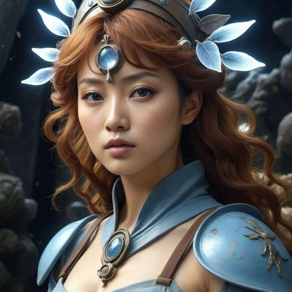 Prompt: HD 4k 3D, hyper realistic, professional modeling, enchanted Japanese post apocalyptic Princess - Nausicaa, fierce, beautiful, magical, sci-fi, high fantasy background, detailed, highly realistic woman, elegant, ethereal, mythical, Greek goddess, surreal lighting, majestic, goddesslike aura, Annie Leibovitz style 