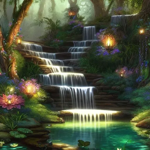 Prompt: HD 4k 3D, hyper realistic, professional modeling, ethereal Greek goddess of echoes, black hair, mixed skin, gorgeous face, gorgeous wild foliage dress, rustic jewelry and tiara, full body, ambient glow, forest nymph, landscape next to pond with lilypads, detailed, elegant, ethereal, mythical, Greek, goddess, surreal lighting, majestic, goddesslike aura