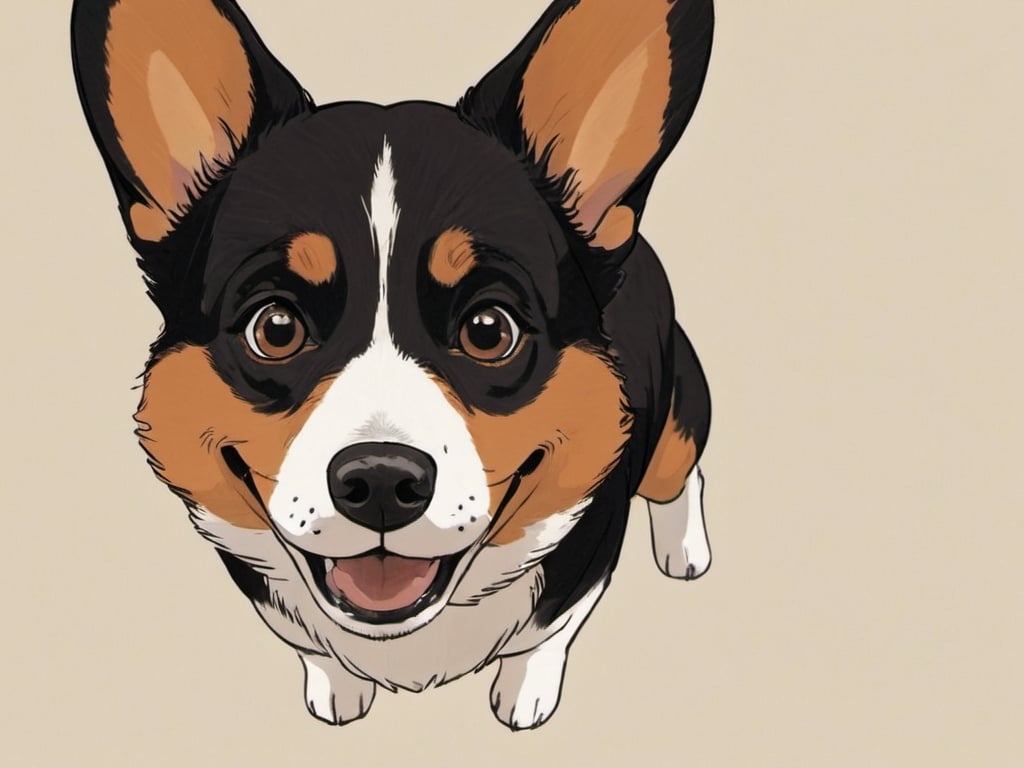 Prompt: 2d studio ghibli anime style, anime scene, black corgi