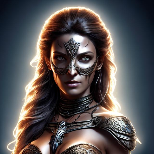 Prompt: HD 4k 3D 8k professional modeling photo hyper realistic beautiful mystical barbarian woman ethereal greek goddess of punishment
indigo hair dark brown eyes tan skin gorgeous face scars shiny embroidered grecian female armor gothic jewelry gothic headpiece holding whip and skull full body surrounded by sinister glow hd landscape background weapons, skulls, divine retribution, reptiles
