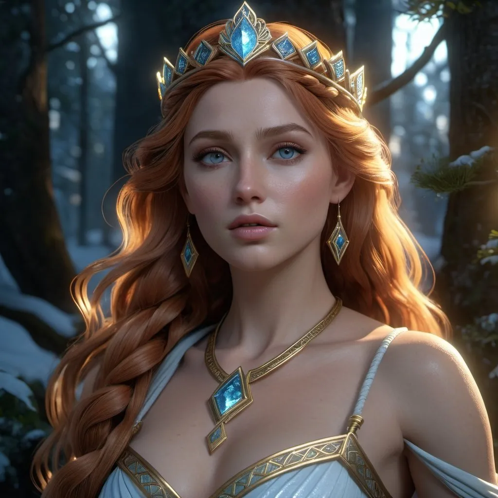 Prompt: HD 4k 3D, hyper realistic, professional modeling, enchanted Nordic Princess, Anna, beautiful, magical, strong, Nordic Wilderness, detailed, elegant, ethereal, mythical, Greek goddess, surreal lighting, majestic, goddesslike aura