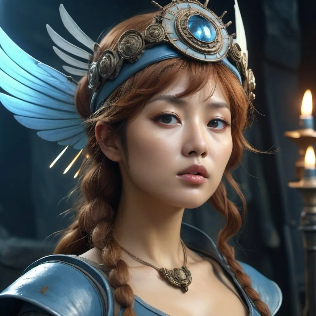 Prompt: HD 4k 3D, hyper realistic, professional modeling, enchanted Japanese post apocalyptic Princess - Nausicaa, fierce, beautiful, magical, sci-fi, high fantasy background, detailed, highly realistic woman, elegant, ethereal, mythical, Greek goddess, surreal lighting, majestic, goddesslike aura, Annie Leibovitz style 