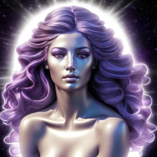 Prompt: HD 4k 3D, hyper realistic, professional modeling, ethereal Greek goddess of morning washing, dark purple ombre hair, white skin, gorgeous face, sparkling jewelry and headband, full body, ambient glow of morning, alluring sun goddess of bathing, washing, detailed, elegant, ethereal, mythical, Greek, goddess, surreal lighting, majestic, goddesslike aura