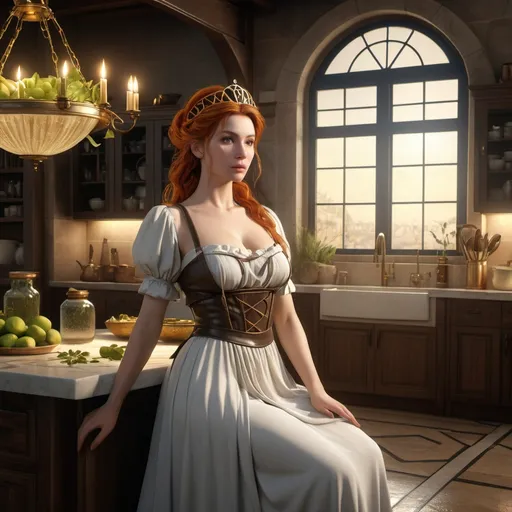 Prompt: HD 4k 3D 8k professional modeling photo hyper realistic beautiful woman enchanted, Willow Princess Elora, The character is first shown as a kitchen maid, but is also "brave, determined, tenacious", and when the prince with whom she is in love is kidnapped, "she wants to kind of go along and help find him because she believes that she's the person that could really help to find him, but nobody else wants her there", ethereal greek goddess, full body surrounded by ambient glow, magical, highly detailed, intricate, outdoor  landscape, high fantasy background, elegant, mythical, surreal lighting, majestic, goddesslike aura, Annie Leibovitz style 

