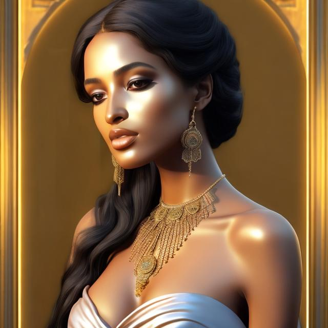 Prompt: HD 4k 3D, hyper realistic, professional modeling, ethereal Greek goddess of afternoon, black hair, mixed skin, gorgeous face, silk dress, shiny jewelry and headpiece, full body, soft ambient glow of afternoon, alluring goddess, lazy, afternoon lounging, rest, detailed, elegant, ethereal, mythical, Greek, goddess, surreal lighting, majestic, goddesslike aura