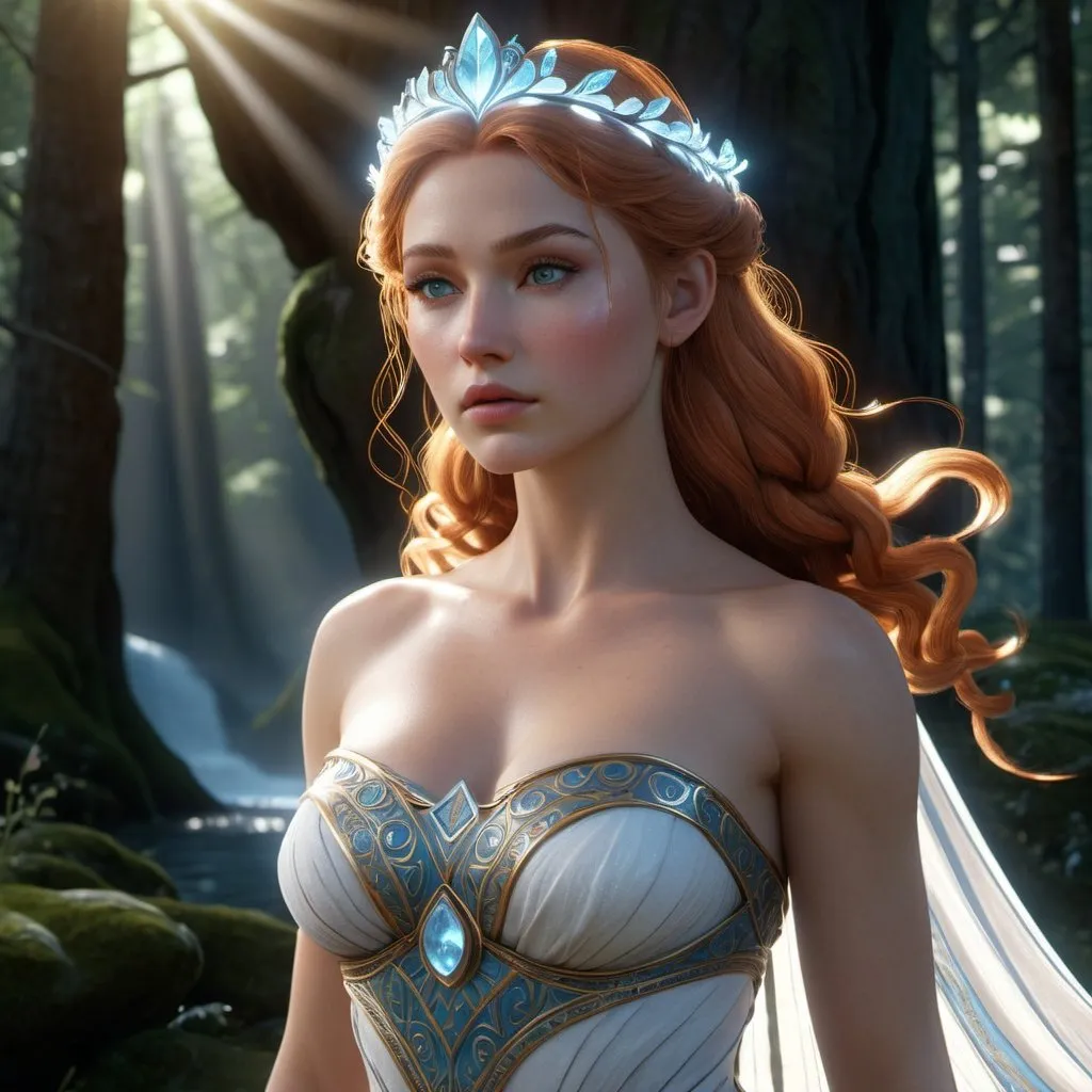 Prompt: HD 4k 3D, hyper realistic, professional modeling, enchanted Nordic Princess, Anna, beautiful, magical, strong, Nordic Wilderness, detailed, elegant, ethereal, mythical, Greek goddess, surreal lighting, majestic, goddesslike aura