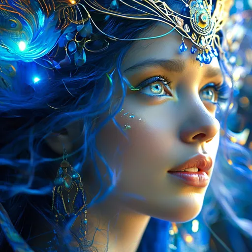 Prompt: Terra Mater, Mother Earth Blue Goddess of Earth and Land, Pre-Raphaelite time-lapse motion blur Abstract* cyber graffiti, High resolution, detailed portrait, Midjourney style, ethereal atmosphere, flowing hair, captivating eyes, cosmic mystical aura, vibrant colors, soft lighting, professional, digital painting, enchanting presence, fantasy, dreamy, female, mystical, detailed hair, captivating gaze, professional lighting, hyper realistic, HD 4k 3D, professional modeling, ethereal, gorgeous face, ambient divine glow, detailed and intricate, elegant, ethereal, mythical, goddess, radiant lighting, majestic, goddesslike aura