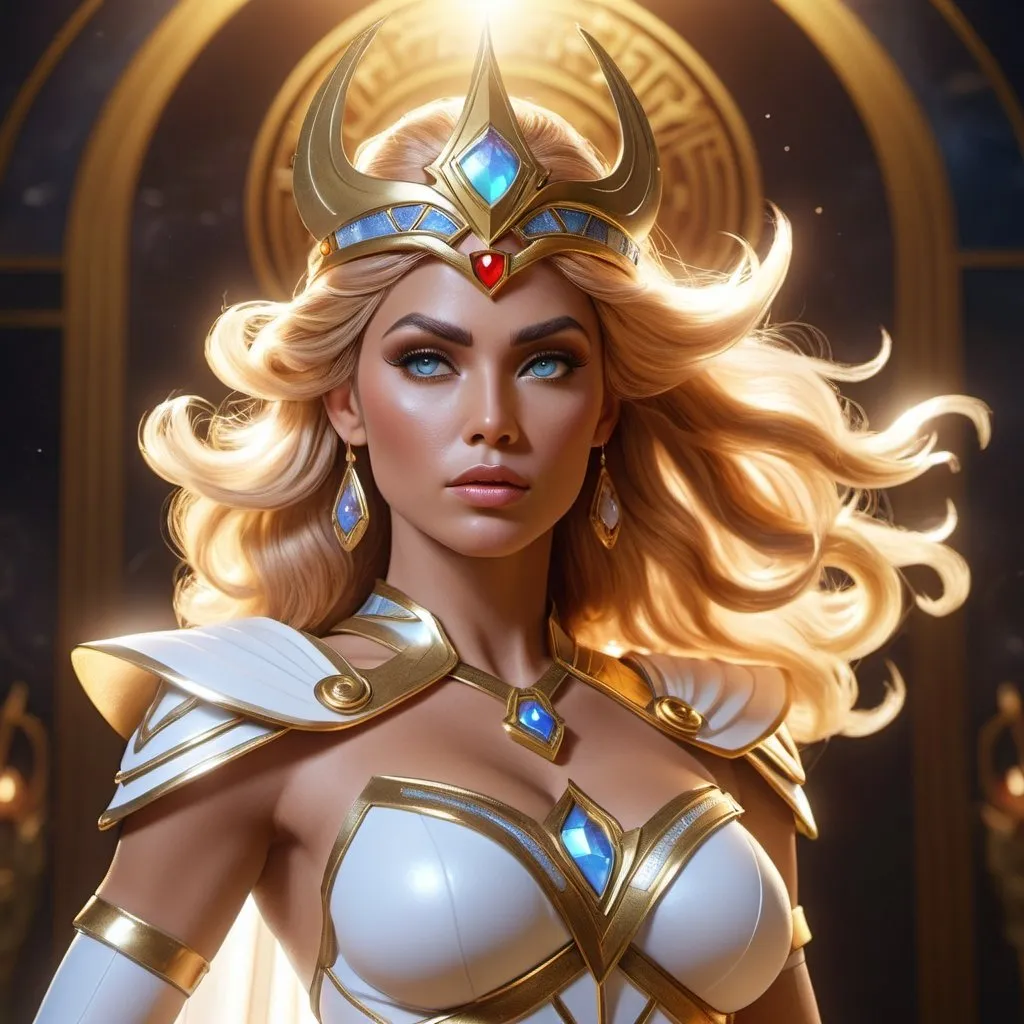 Prompt: HD 4k 3D, hyper realistic, professional modeling, ethereal Princess Adora - She-Ra, beautiful, powerful, fantasy land, detailed, elegant, ethereal, mythical, Greek, goddess, surreal lighting, majestic, goddesslike aura