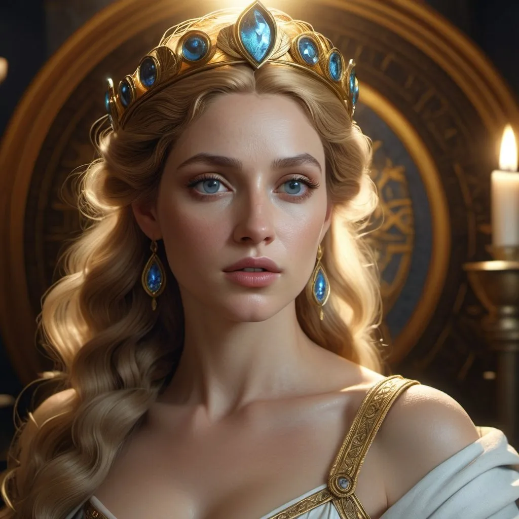 Prompt: HD 4k 3D, hyper realistic, professional modeling, enchanted Dutch goddess mythology Princess, beautiful, magical, detailed, highly realistic woman, traditional Americana style, elegant, ethereal, mythical, Greek goddess, surreal lighting, majestic, goddesslike aura, Annie Leibovitz style 