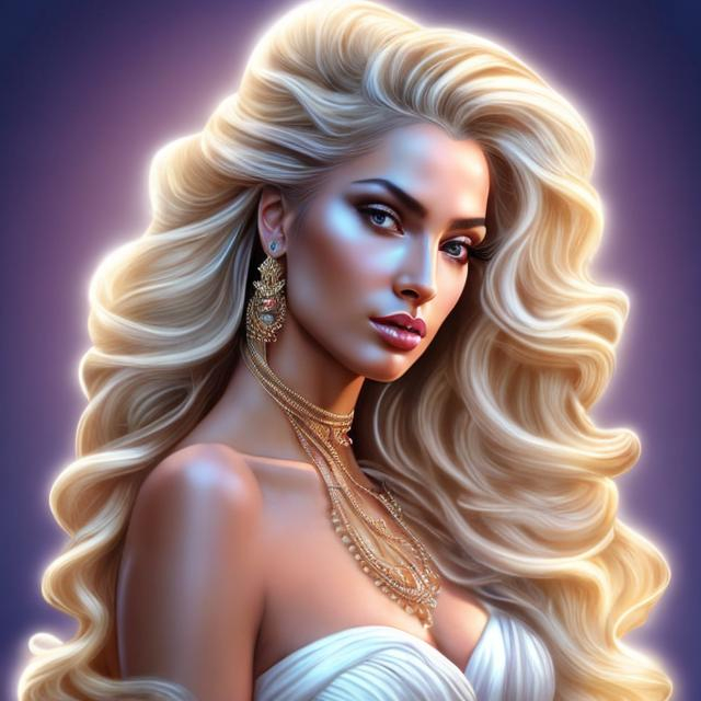 Prompt: HD 4k 3D, hyper realistic, professional modeling, ethereal Greek goddess of hygiene, blonde ponytail hair, brown skin, flowing silk gown, gorgeous face, gemstone jewelry and headband, full body, ambient glow, clean enchantress, carrying large python and potion, detailed, elegant, ethereal, mythical, Greek, goddess, surreal lighting, majestic, goddesslike aura