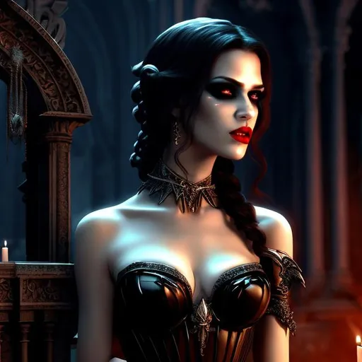Prompt: HD 4k 3D 8k professional modeling photo hyper realistic evil beautiful demon woman ethereal greek goddess of horror
yellow hair black eyes gorgeous face fair skin red lips gothic horror grecian dress jewelry horror crown claws full body surrounded by ghostly glow hd landscape background underworld surrounded by gothic horror images ghostly spirits bats evil 
