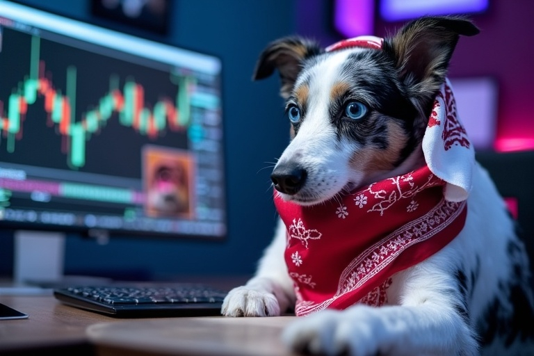 Prompt: (Zimmy character) zimmy's face photoshopped onto a Saudi investor looking at a computer screen with a crypto chart displayed.
zimmy is seated at a modern computer desk, wearing traditional Saudi attire including a red and white keffiyeh and white thobe and saudi head scarf. Zimmy's expression is confident and focused as she looks intently at a large computer screen displaying a cryptocurrency trading chart with fluctuating lines and candlestick patterns. The background of the trading room is softly lit with colorful neon lights, giving the setting a high-tech, intense trading vibe. Another monitor in the background displays an image of another Saudi investor, adding a touch of camaraderie. A bold, eye-catching caption at the bottom reads, "Max Bidding $Zimmy," emphasizing the playful yet determined energy of Zimmy's crypto adventure.