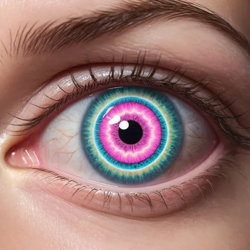 Prompt: An eye with a piramid inside, unicorn flavour
