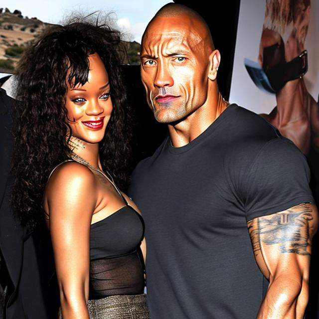 Prompt: the rock mixed with rihanna


