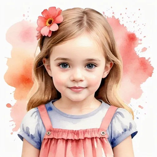Prompt: Create an digital watercolor clipart of a little girl