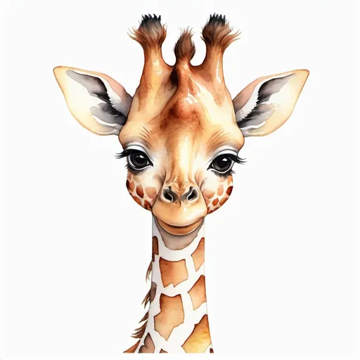 Prompt: watercolor clipart cute nursery giraffe bocho  suitable for commercial use, isolated on a white background