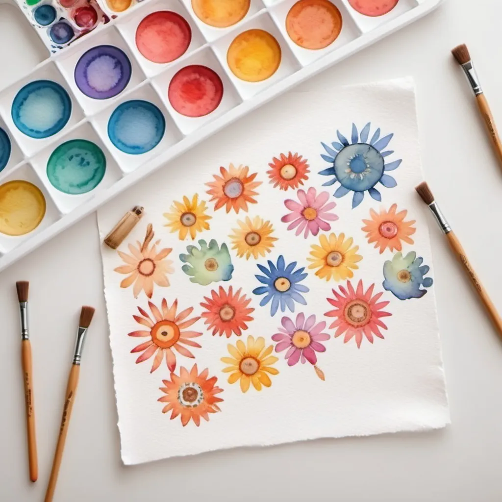 Prompt:  watercolor pattern for children in boho style on a white background