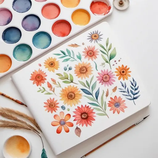 Prompt:   for a children's book with a watercolor pattern in boho style on a white background