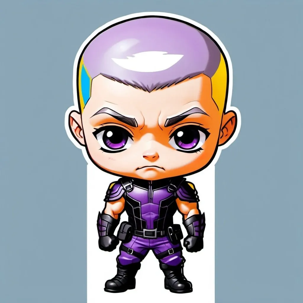 Prompt: beauty hawkeye chibi bald