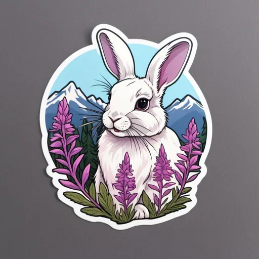 Prompt: Cute Alaska  rabbit , fireweed sticker


