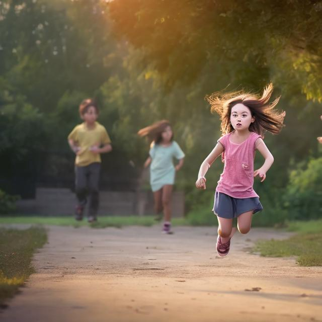 Prompt: scared young girl running away
