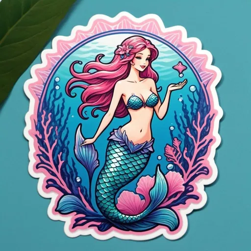 Prompt: Mermaid goddess purifies and changes everything Idealist, pink and blue image